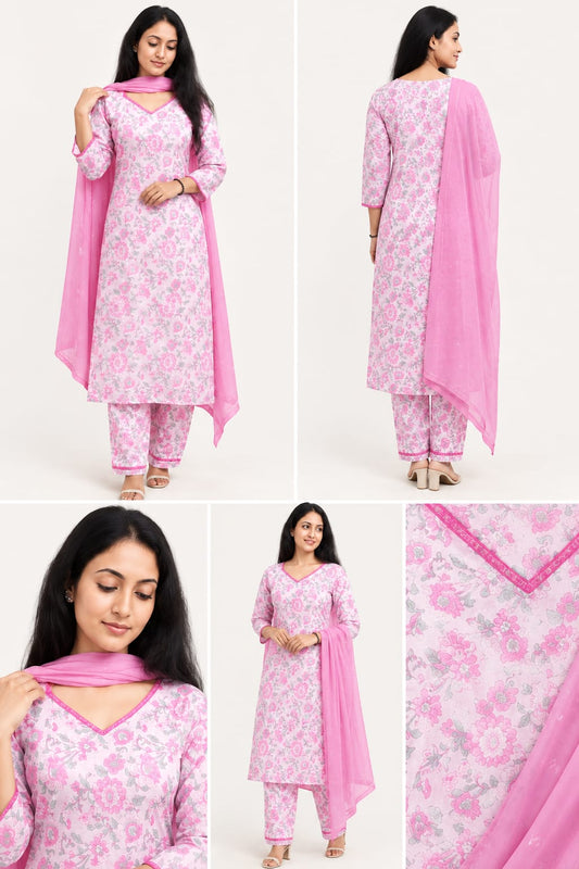 RanggSaaj Pink Floral Kurta Set