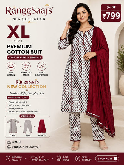 RanggSaaj Women's Printed Kurta Set with Dupatta