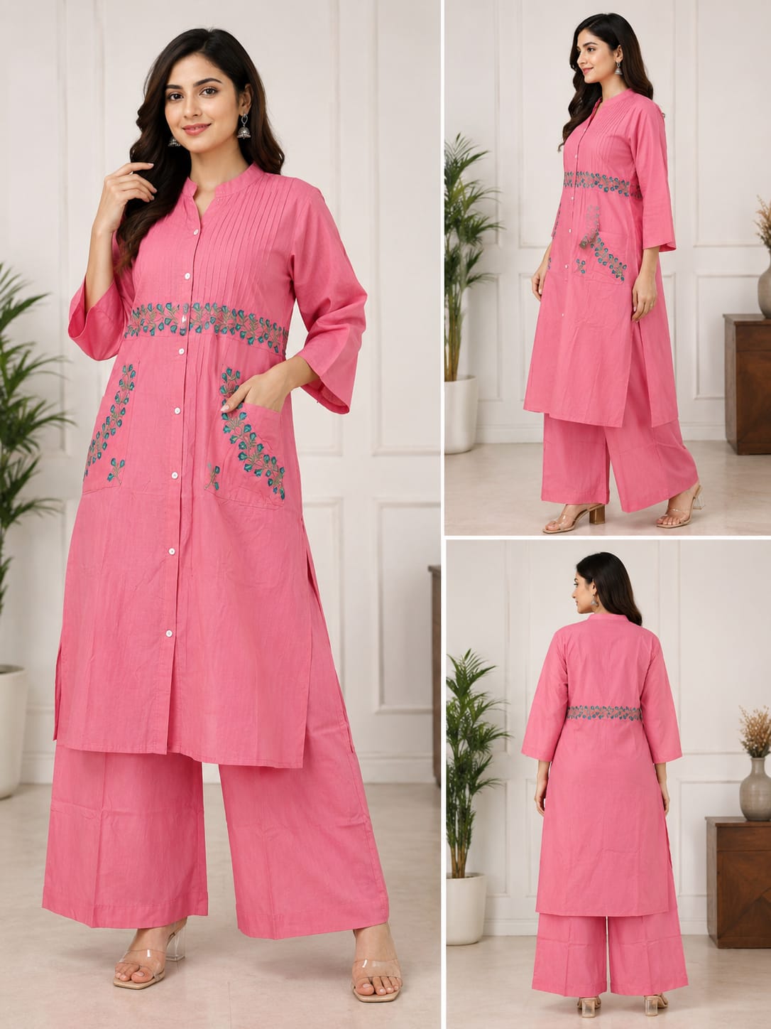 Pink Embroidered Kurta Set