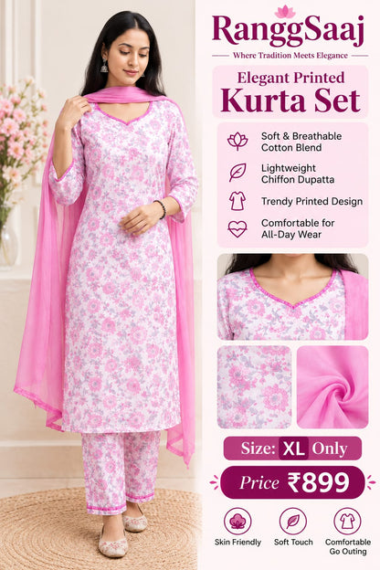RanggSaaj Pink Floral Kurta Set